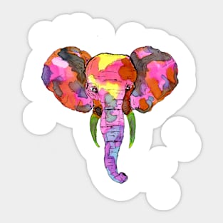 Colorful Watercolor Elephant Sticker